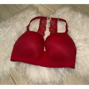 Smooth Padded Lace-Racerback Bralette in Red
